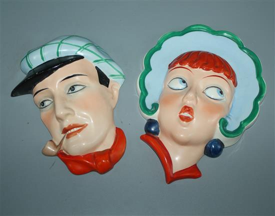 Pair Czech  Art Deco wall masks